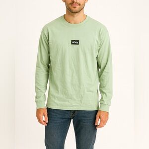 Obey Size Small Light Green Long-Sleeve Shirt